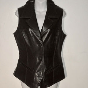 Siena Studio Choclate Brown Leather Lined Vest MED